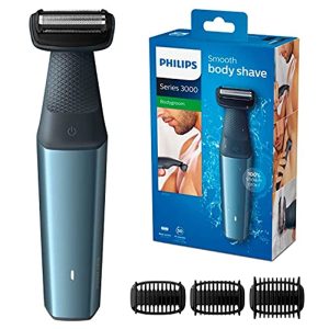 Philips BG3015/15 Bodygroom Series 3000 Rasoio Corpo Wet&Dry, Utilizzabile Sotto la Doccia con 3 Pettini Rifinitori